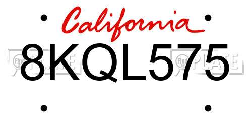 8KQL575 California License Plate
