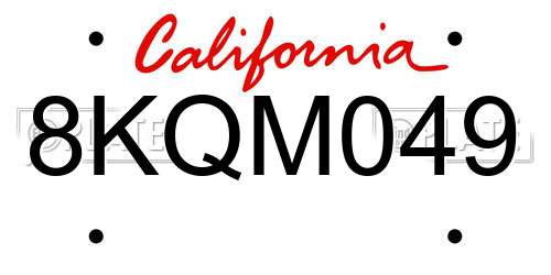 8KQM049 California License Plate