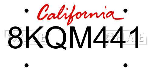 8KQM441 California License Plate