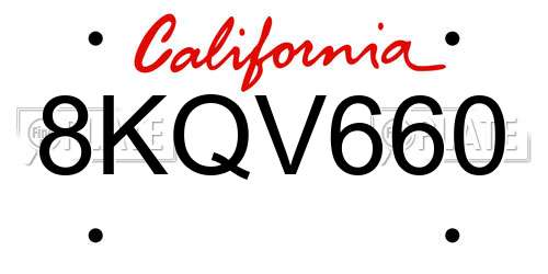 8KQV660 California License Plate