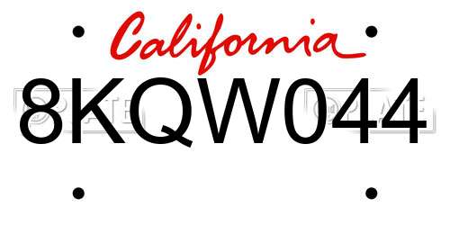 8KQW044 California License Plate
