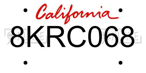 8KRC068 California License Plate