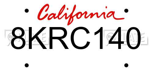 8KRC140 California License Plate