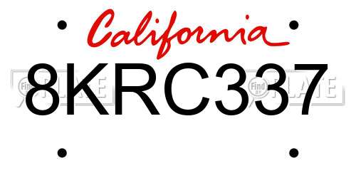 8KRC337 California License Plate
