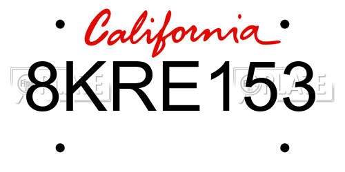 8KRE153 California License Plate