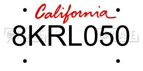 8KRL050 California License Plate