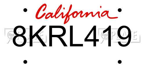 8KRL419 California License Plate