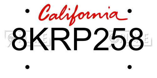 8KRP258 California License Plate