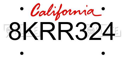8KRR324 California License Plate