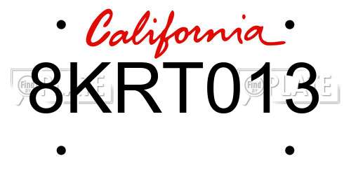 8KRT013 California License Plate