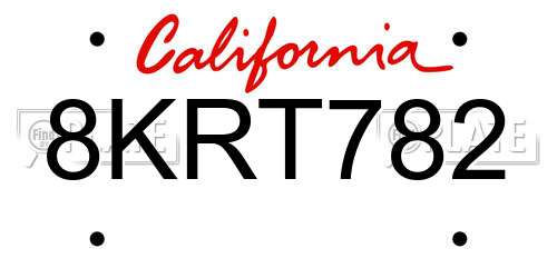 8KRT782 California License Plate