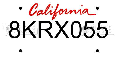 8KRX055 California License Plate
