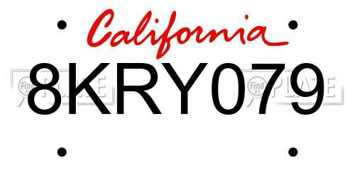 8KRY079 California License Plate