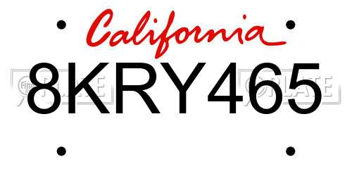 8KRY465 California License Plate