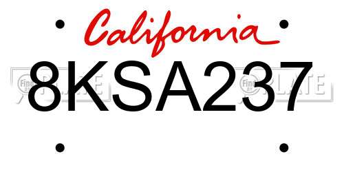 8KSA237 California License Plate