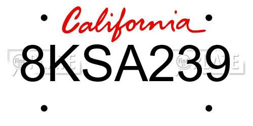 8KSA239 California License Plate