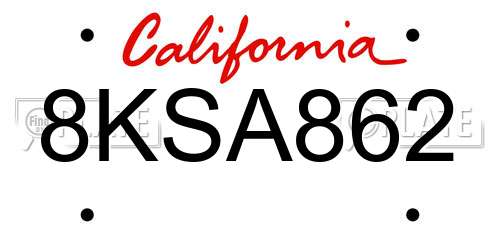 8KSA862 California License Plate