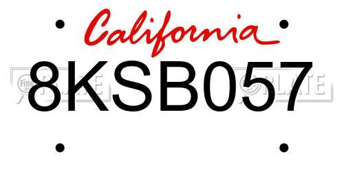 8KSB057 California License Plate