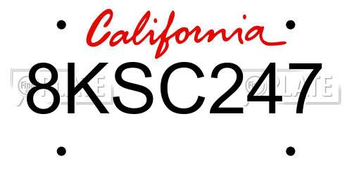 8KSC247 California License Plate