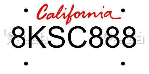 8KSC888 California License Plate