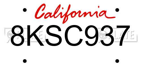 8KSC937 California License Plate