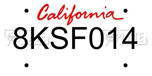 8KSF014 California License Plate