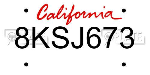 8KSJ673 California License Plate