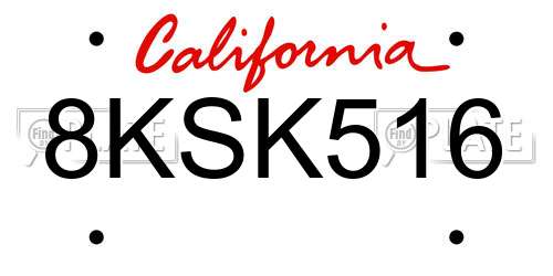 8KSK516 California License Plate