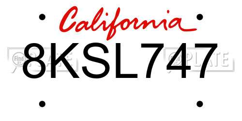 8KSL747 California License Plate