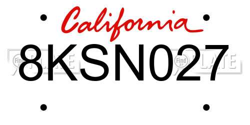 8KSN027 California License Plate