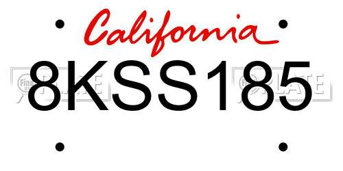 8KSS185 California License Plate