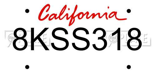 8KSS318 California License Plate
