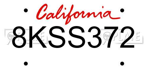 8KSS372 California License Plate