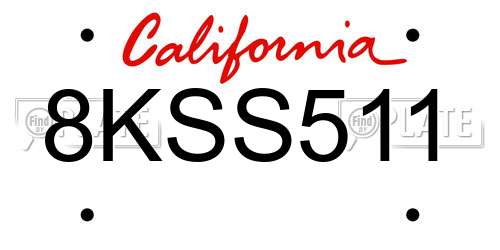 8KSS511 California License Plate