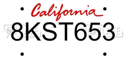 8KST653 California License Plate