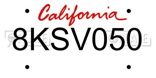 8KSV050 California License Plate