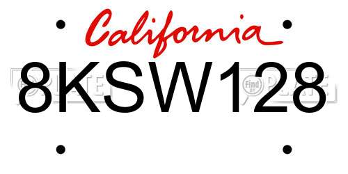 8KSW128 California License Plate
