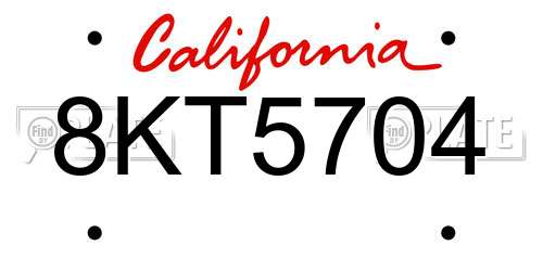 8KT5704 California License Plate