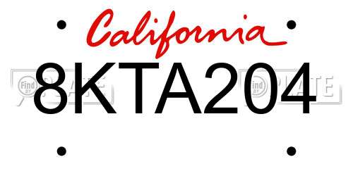 8KTA204 California License Plate