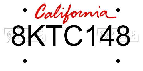 8KTC148 California License Plate