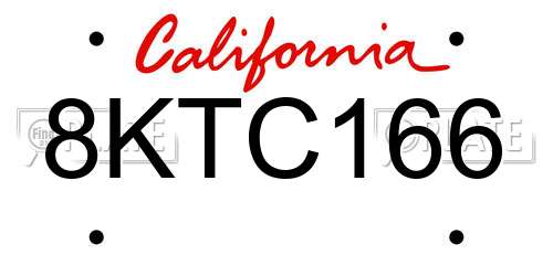 8KTC166 California License Plate