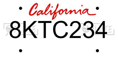 8KTC234 California License Plate