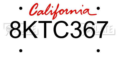 8KTC367 California License Plate