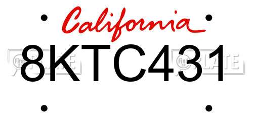 8KTC431 California License Plate