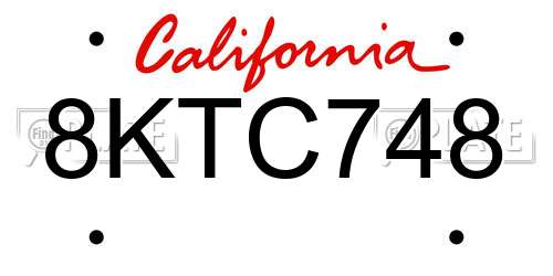 8KTC748 California License Plate