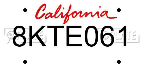 8KTE061 California License Plate