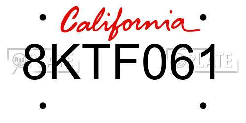 8KTF061 California License Plate