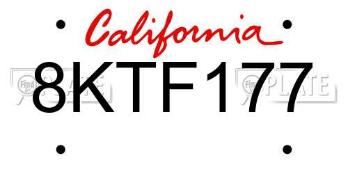 8KTF177 California License Plate