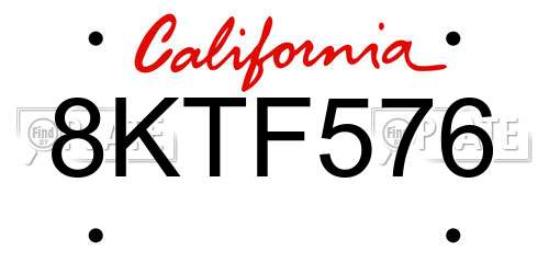 8KTF576 California License Plate