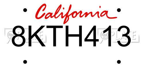 8KTH413 California License Plate